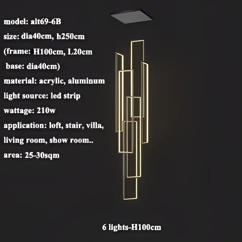 Modern gold decorbites led rectangle staircase chandelier living room