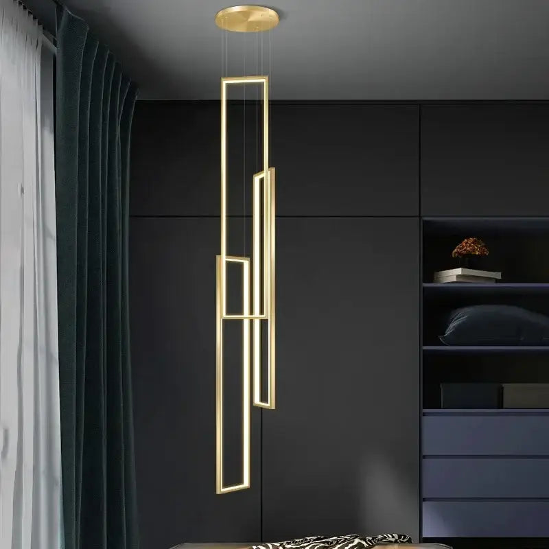 Modern gold decorbites led rectangle staircase chandelier living room