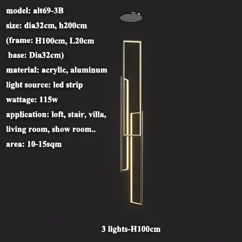 Modern gold decorbites led rectangle staircase chandelier living room