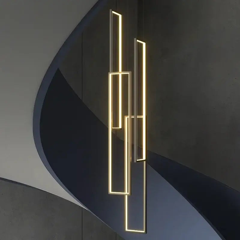 Modern gold decorbites led rectangle staircase chandelier living room