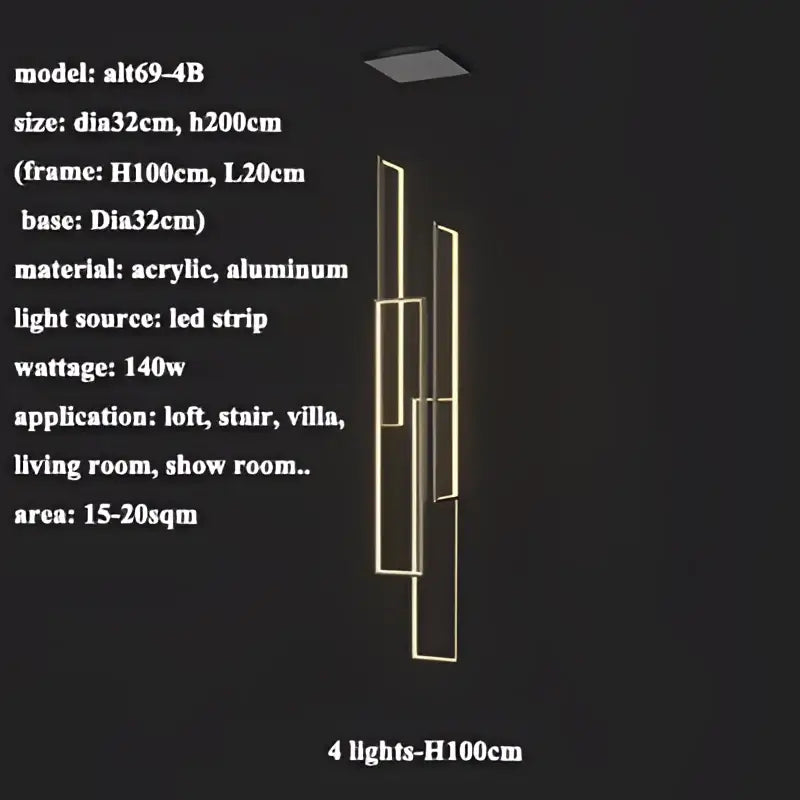 Modern gold decorbites led rectangle staircase chandelier living room