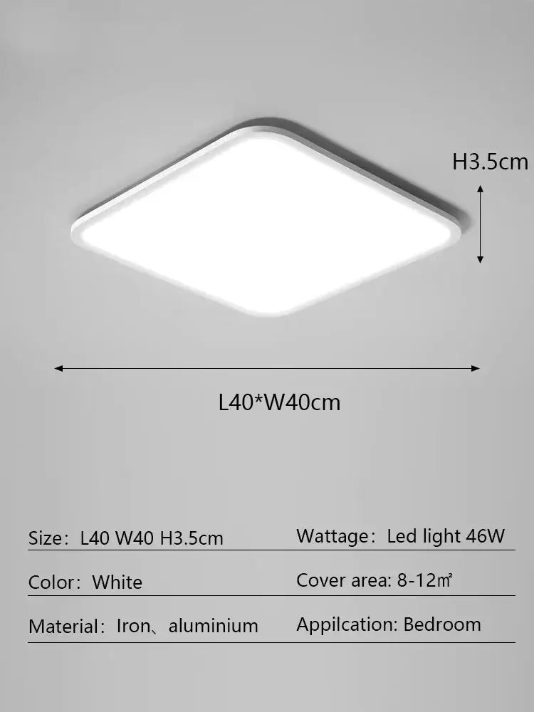 Modern minimalist white rectangular ceiling light for living room