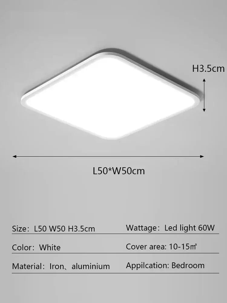 Modern minimalist white rectangular ceiling light for living room
