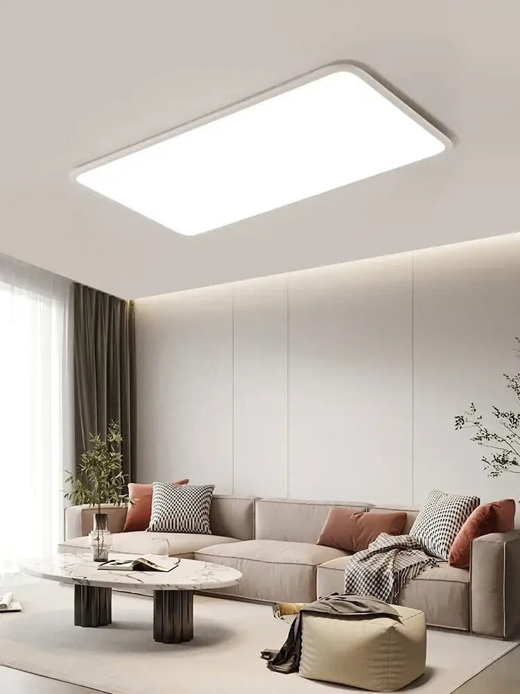 Modern minimalist white rectangular ceiling light for living room