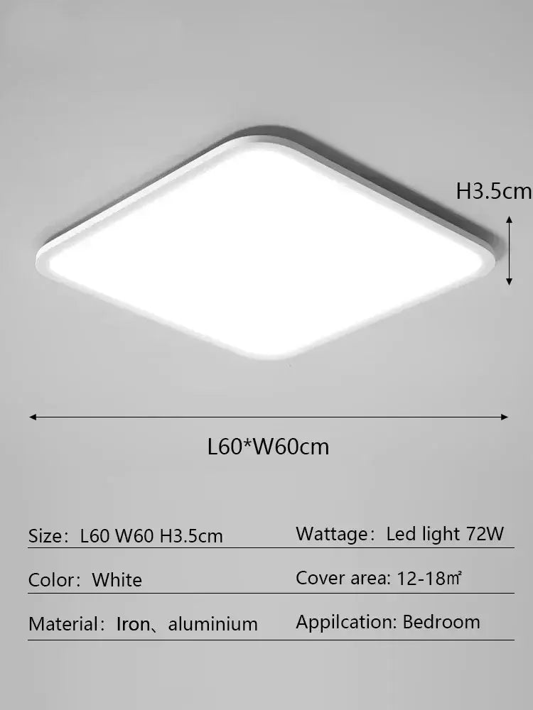 Modern minimalist white rectangular ceiling light for living room