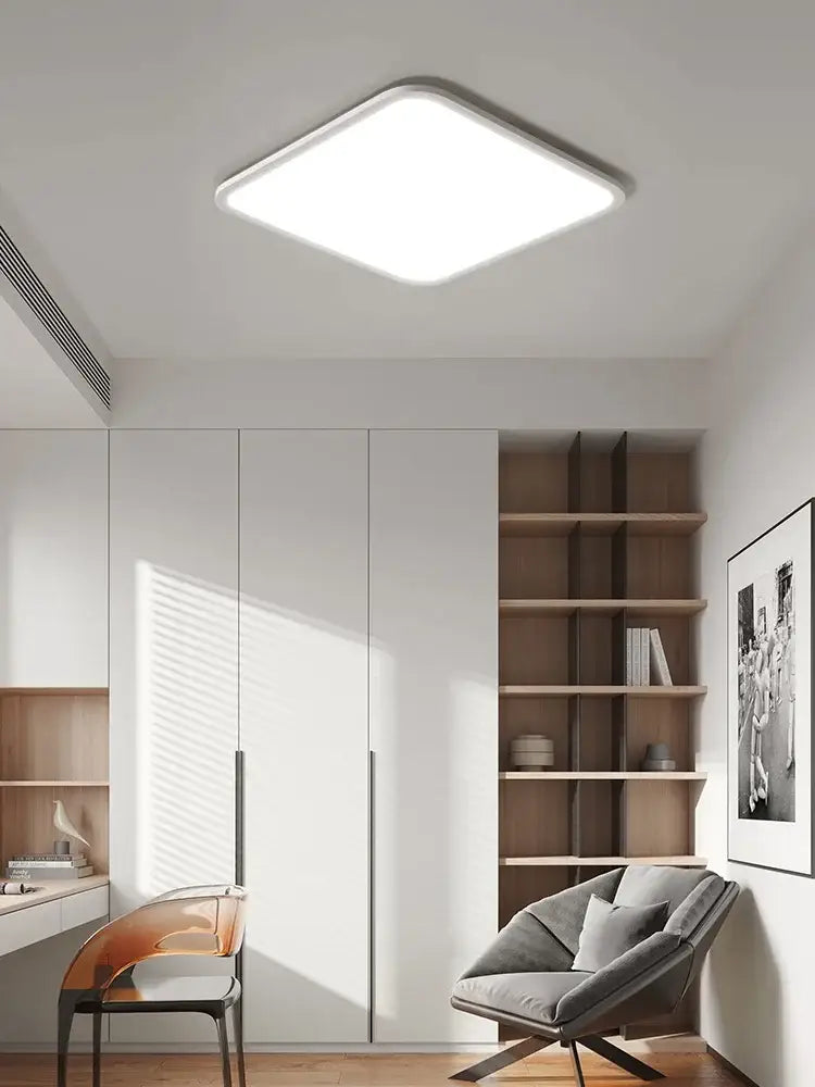 Modern minimalist white rectangular ceiling light for living room