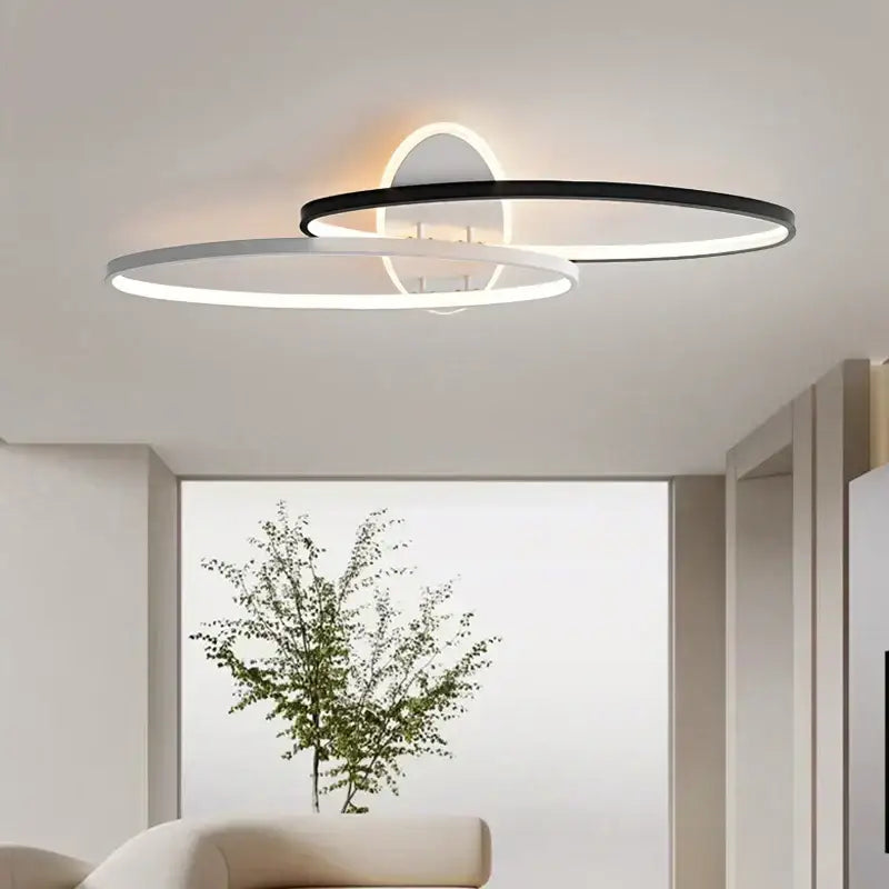 Modern black & white led rectangular chandelier art living room light