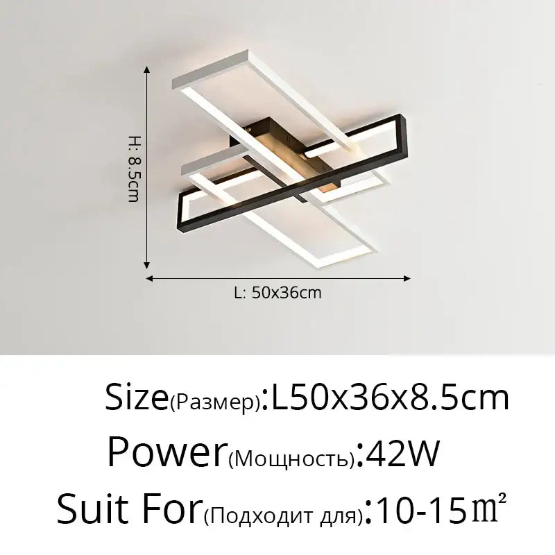 Modern black & white led rectangular chandelier art living room light