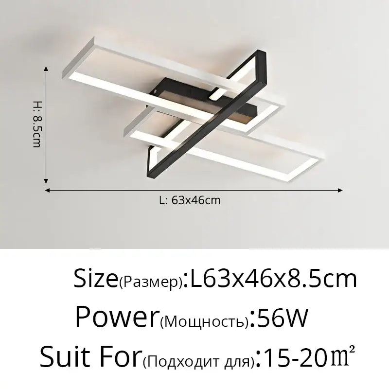 Modern black & white led rectangular chandelier art living room light