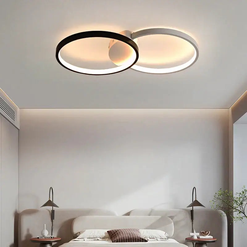 Modern black & white led rectangular chandelier art living room light