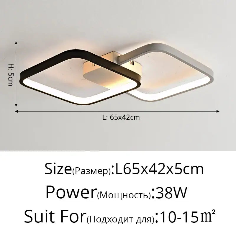 Modern black & white led rectangular chandelier art living room light