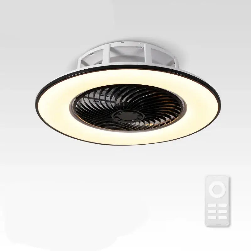 Modern black & white led remote control ceiling fan bedroom