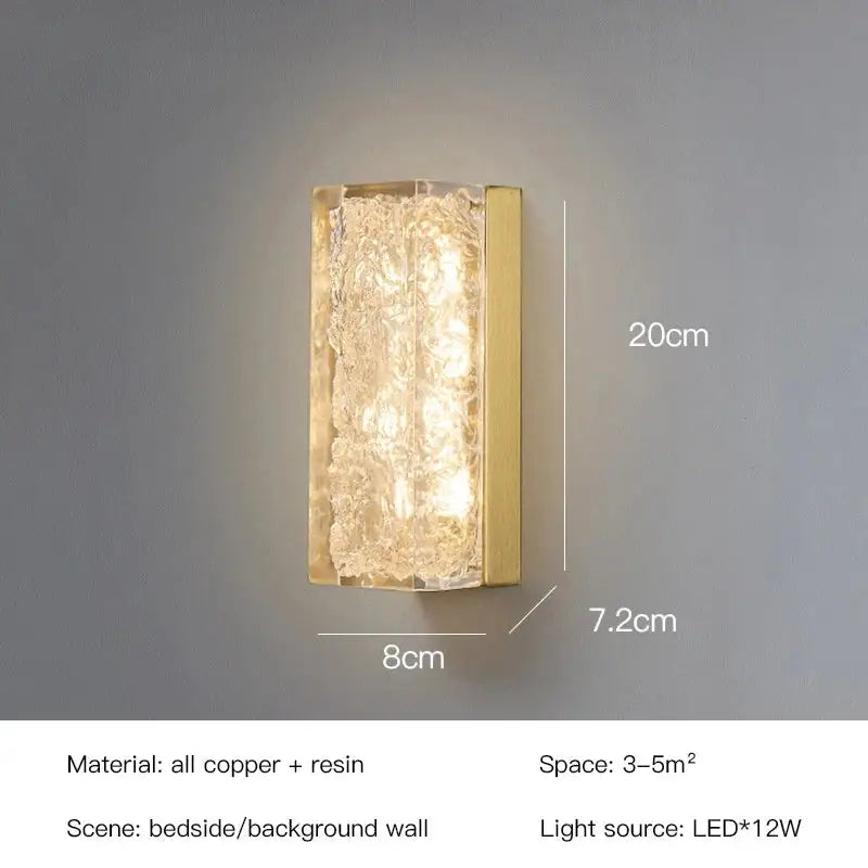 Modern gold textured resin wall lamp living room light