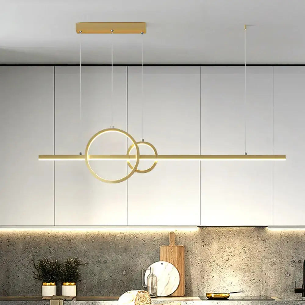 Modern black & gold led restaurant island pendant dining room light