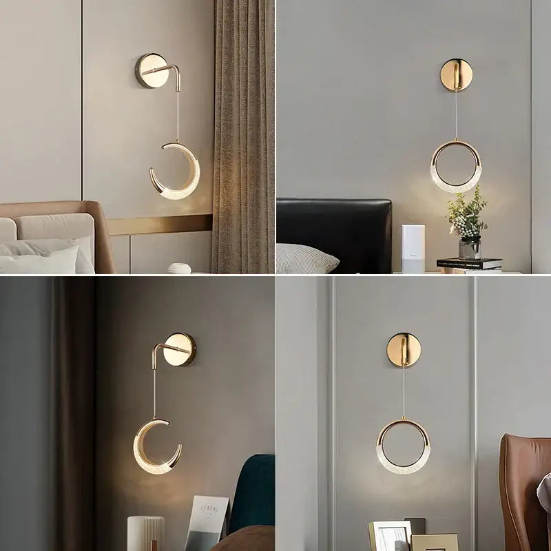 Modern gold & purple moon lamps set bedroom pendant light