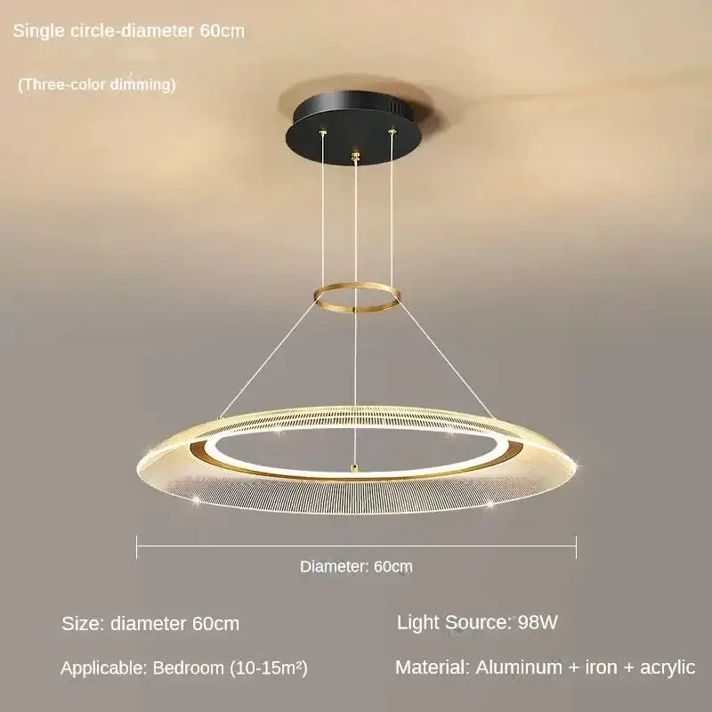 Modern gold tiered led ring ceiling chandelier for living room