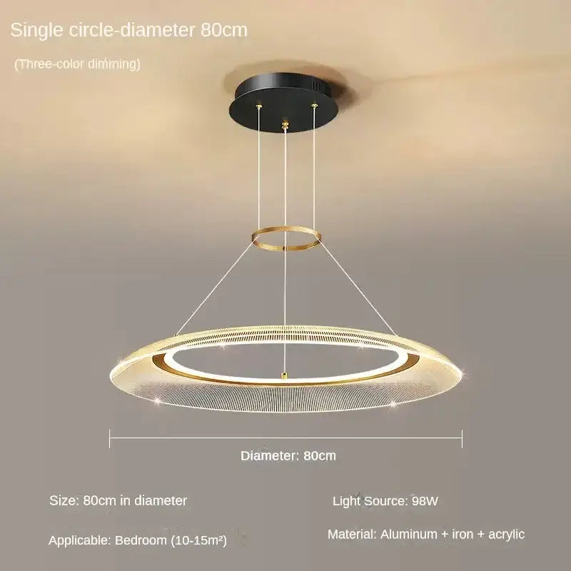 Modern gold tiered led ring ceiling chandelier for living room