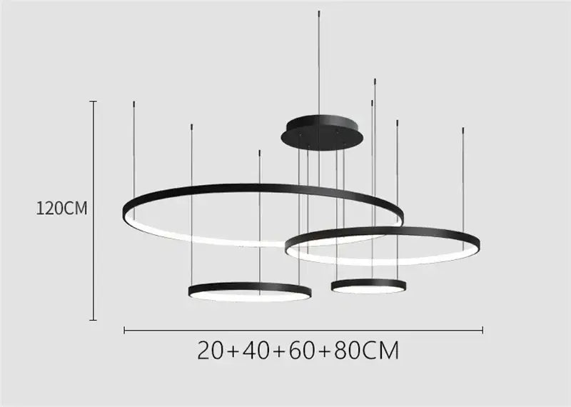 Modern black led ring chandelier living room pendant light