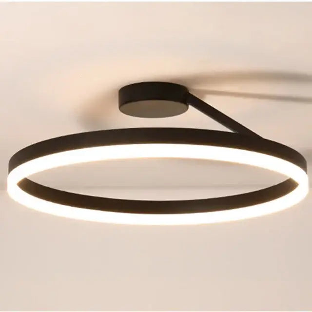 Modern black & white led ring chandelier for dining room