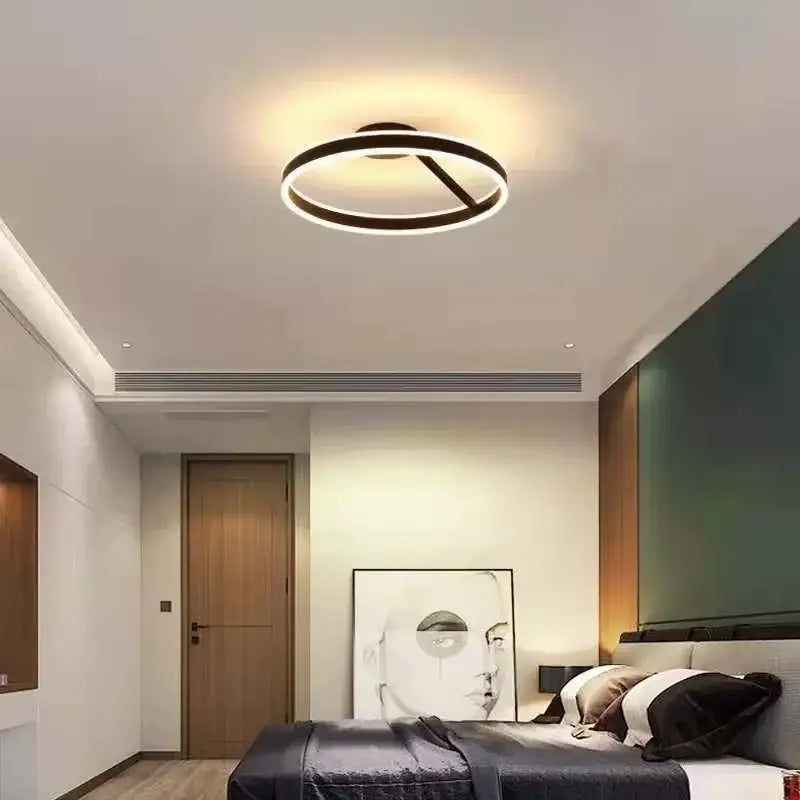 Modern black & white led ring chandelier for dining room