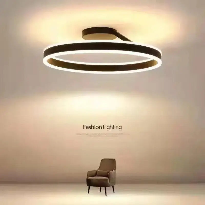 Modern black & white led ring chandelier for dining room