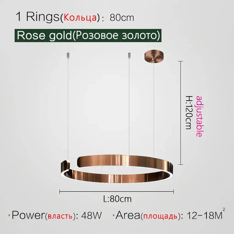 Modern copper & gold led ring chandelier living room pendant light