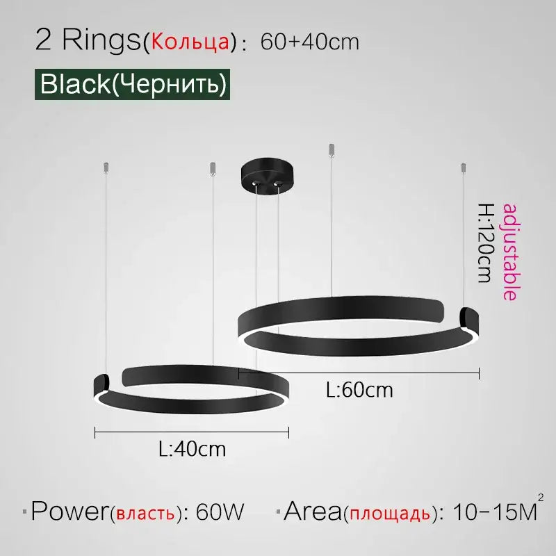 Modern copper & gold led ring chandelier living room pendant light