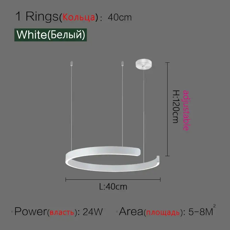 Modern copper & gold led ring chandelier living room pendant light