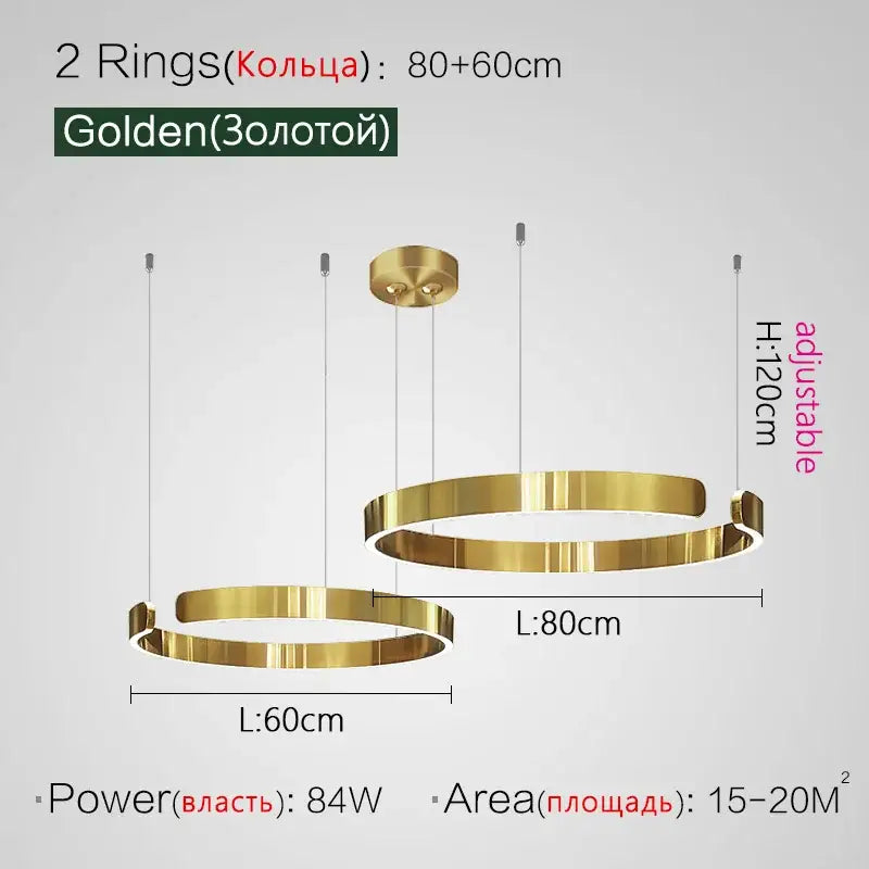 Modern copper & gold led ring chandelier living room pendant light