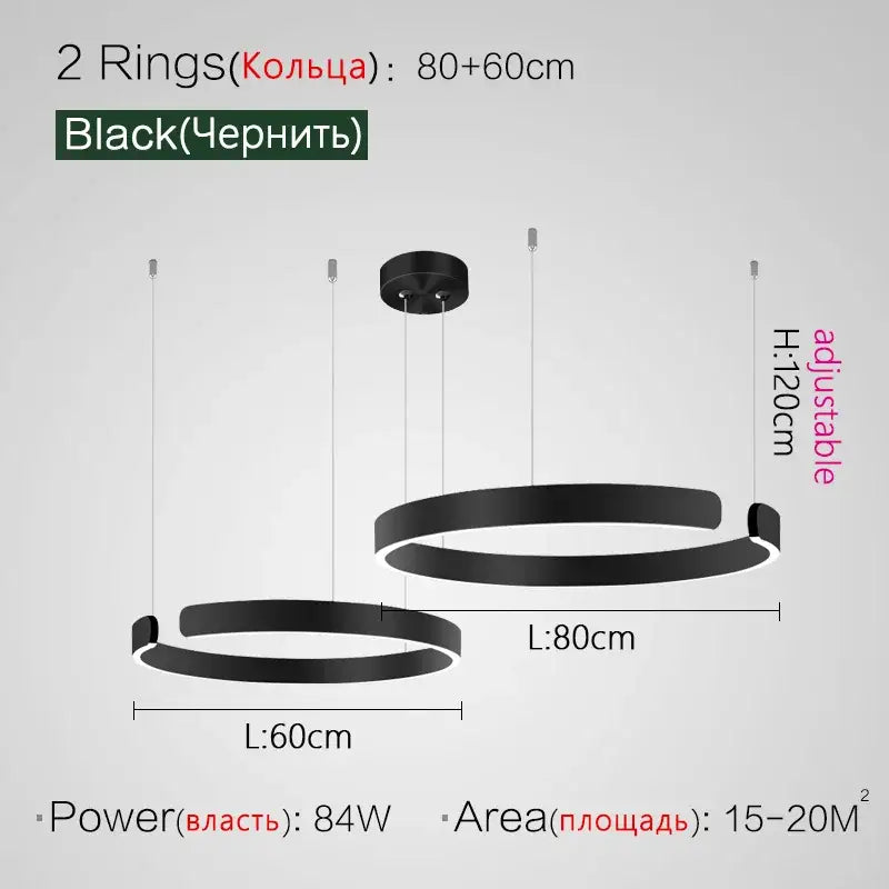 Modern copper & gold led ring chandelier living room pendant light