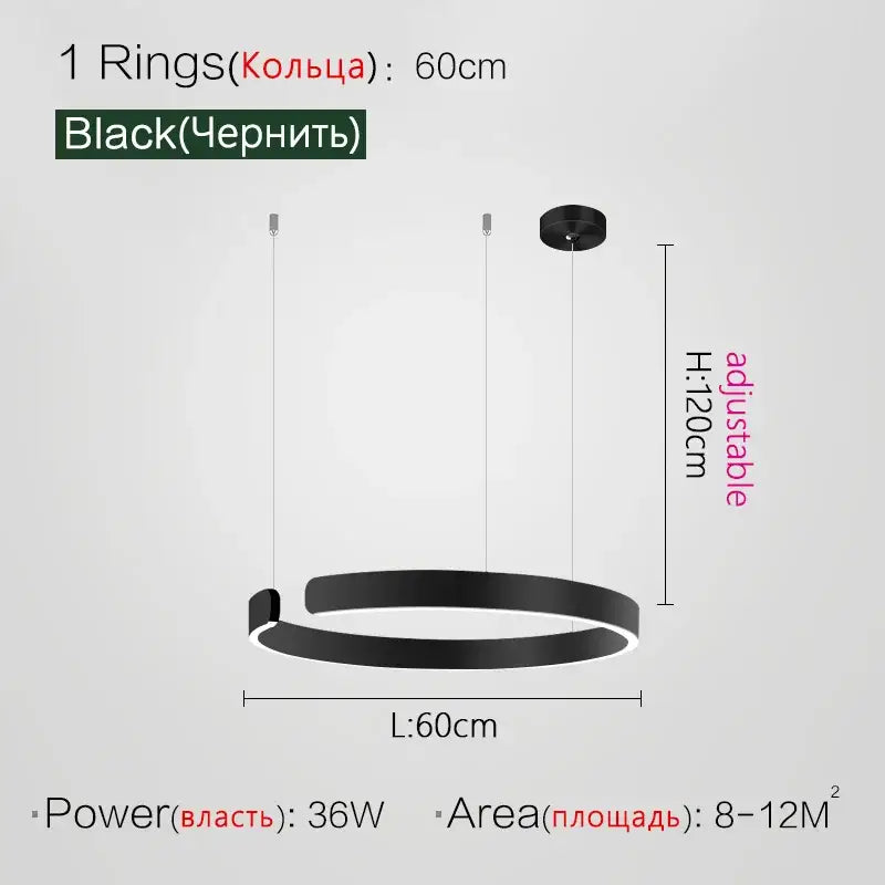 Modern copper & gold led ring chandelier living room pendant light
