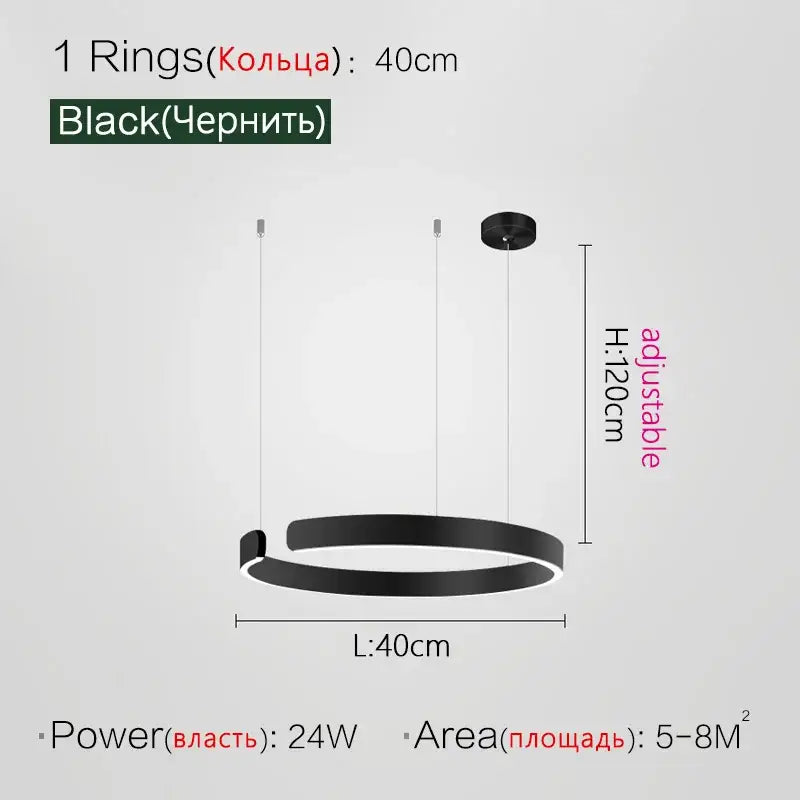 Modern copper & gold led ring chandelier living room pendant light