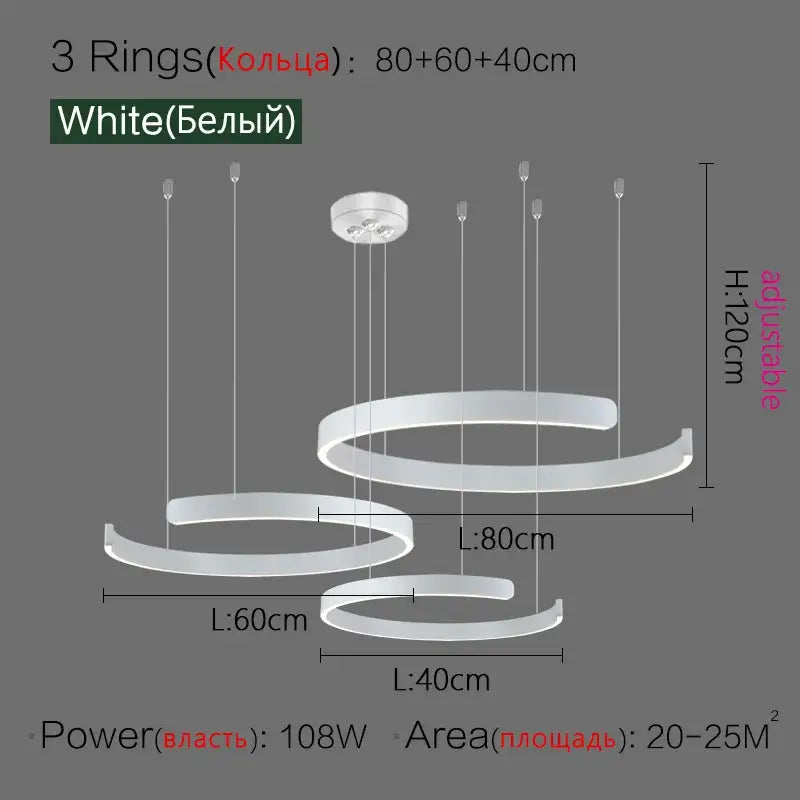 Modern copper & gold led ring chandelier living room pendant light