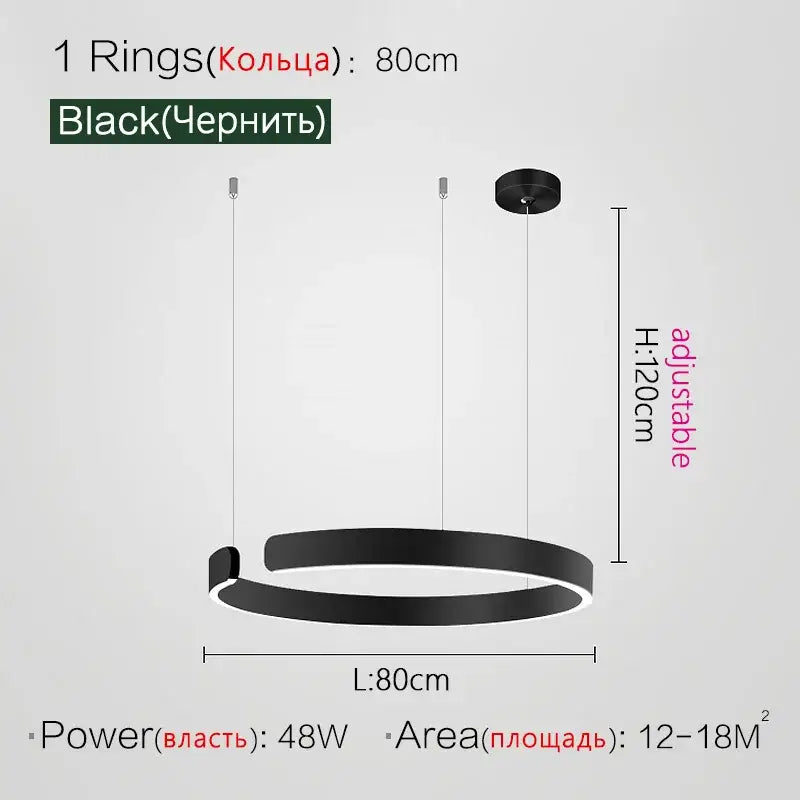 Modern copper & gold led ring chandelier living room pendant light