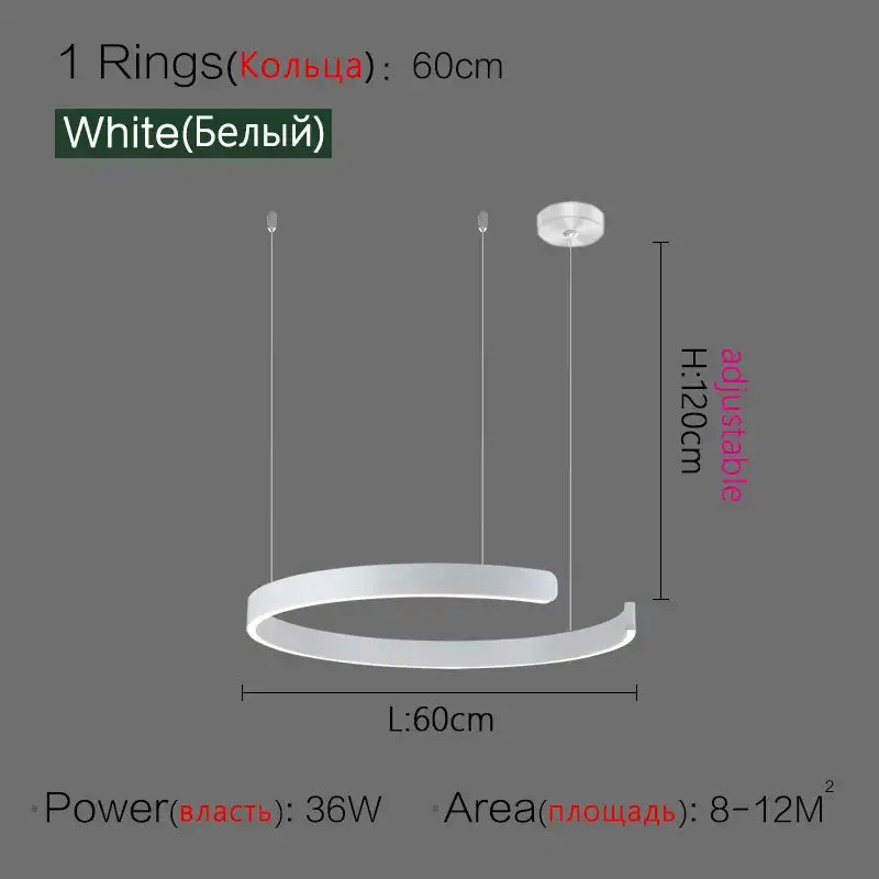 Modern copper & gold led ring chandelier living room pendant light