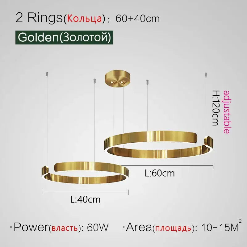 Modern copper & gold led ring chandelier living room pendant light