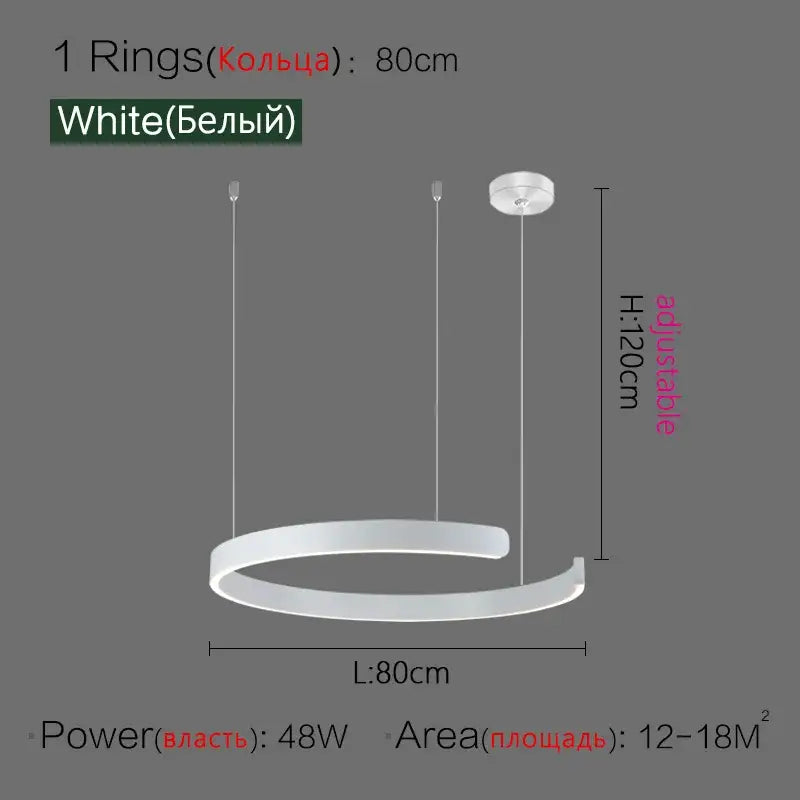 Modern copper & gold led ring chandelier living room pendant light