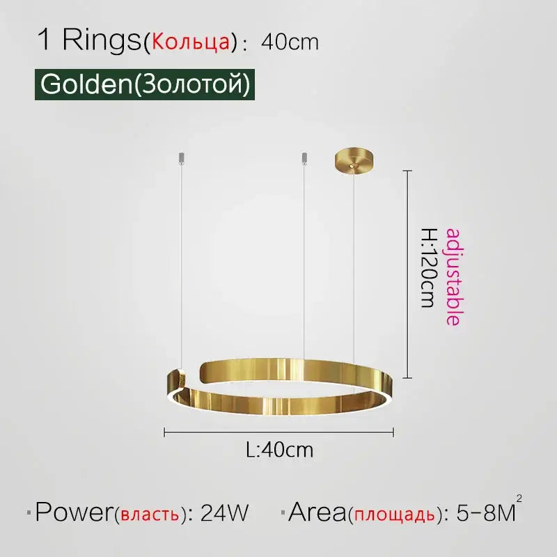 Modern copper & gold led ring chandelier living room pendant light