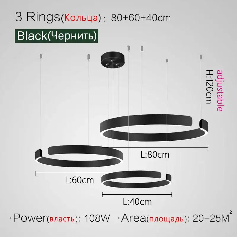 Modern copper & gold led ring chandelier living room pendant light