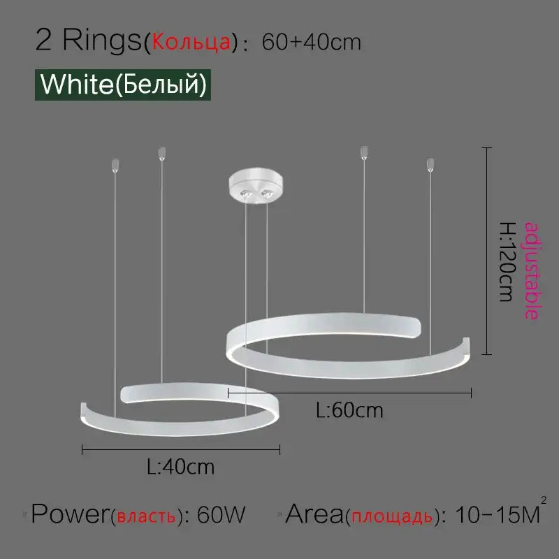Modern copper & gold led ring chandelier living room pendant light