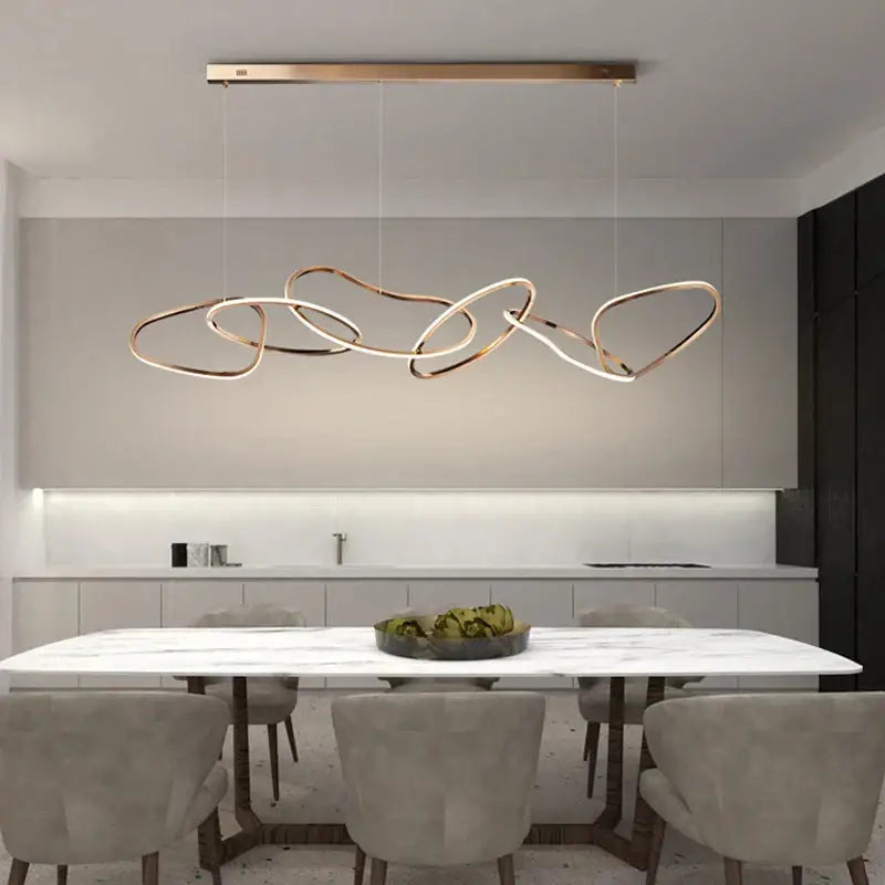 Modern gold led ring chandelier for dining room