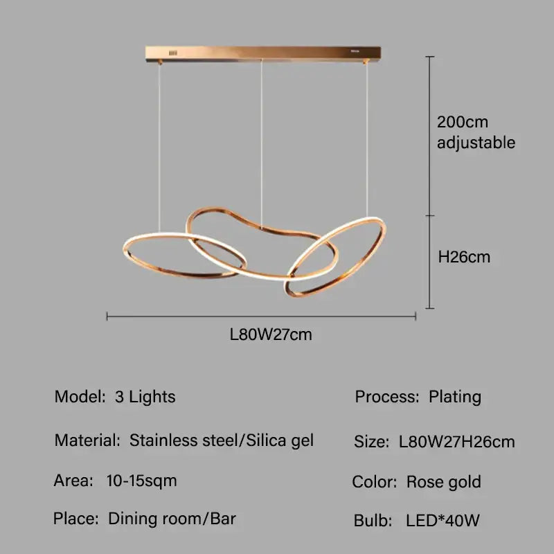Modern gold led ring chandelier for dining room