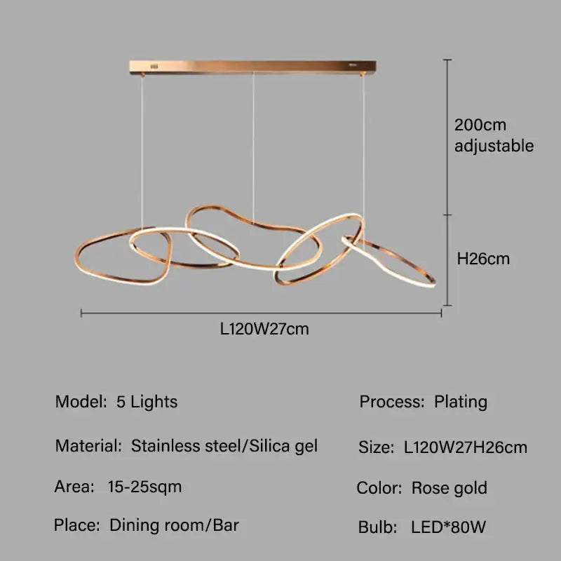 Modern gold led ring chandelier for dining room