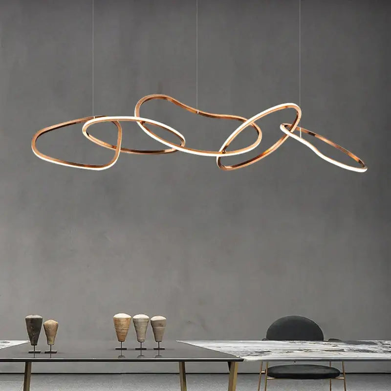 Modern gold led ring chandelier for dining room