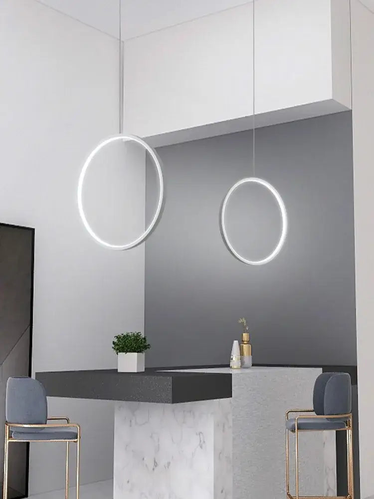 Minimalist black led ring chandelier living room pendant light