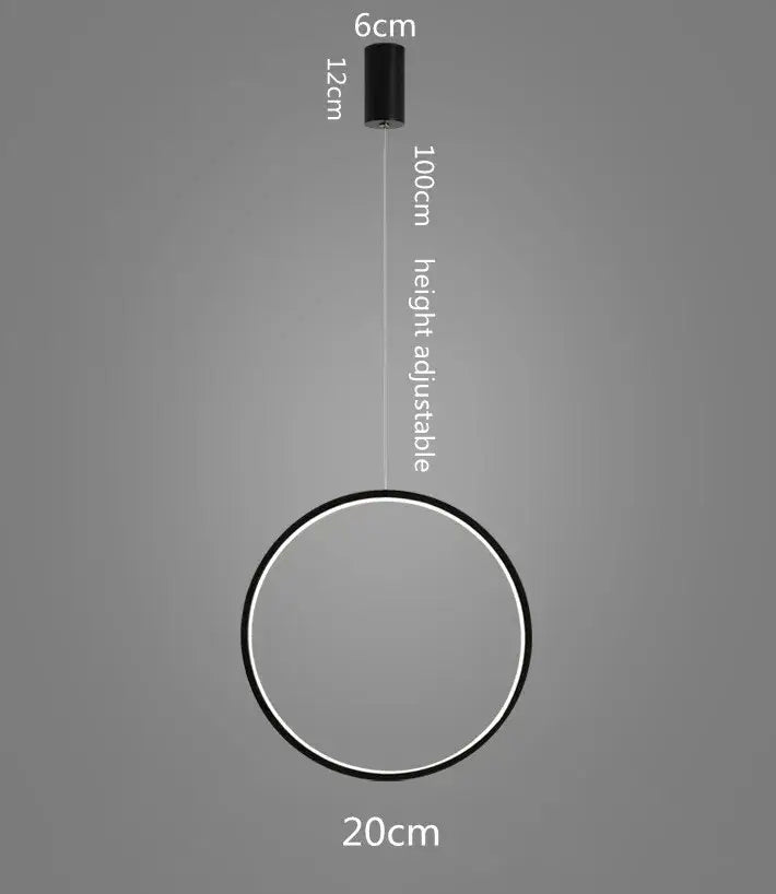 Minimalist black led ring chandelier living room pendant light