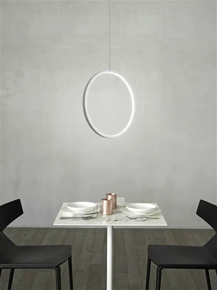 Minimalist black led ring chandelier living room pendant light