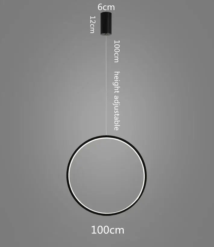 Minimalist black led ring chandelier living room pendant light