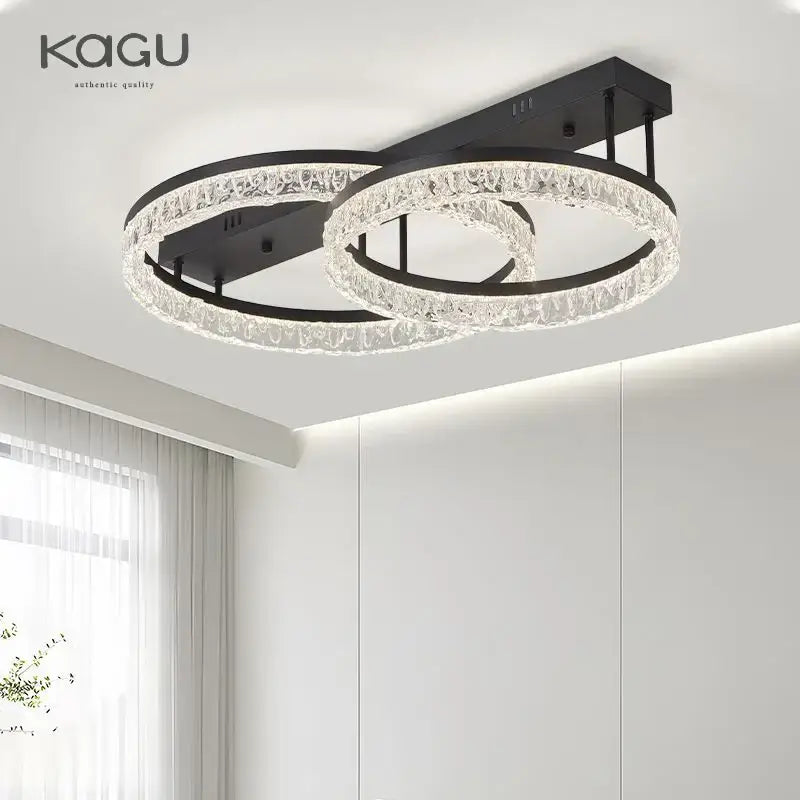 Modern white crystal led ring chandelier living room light