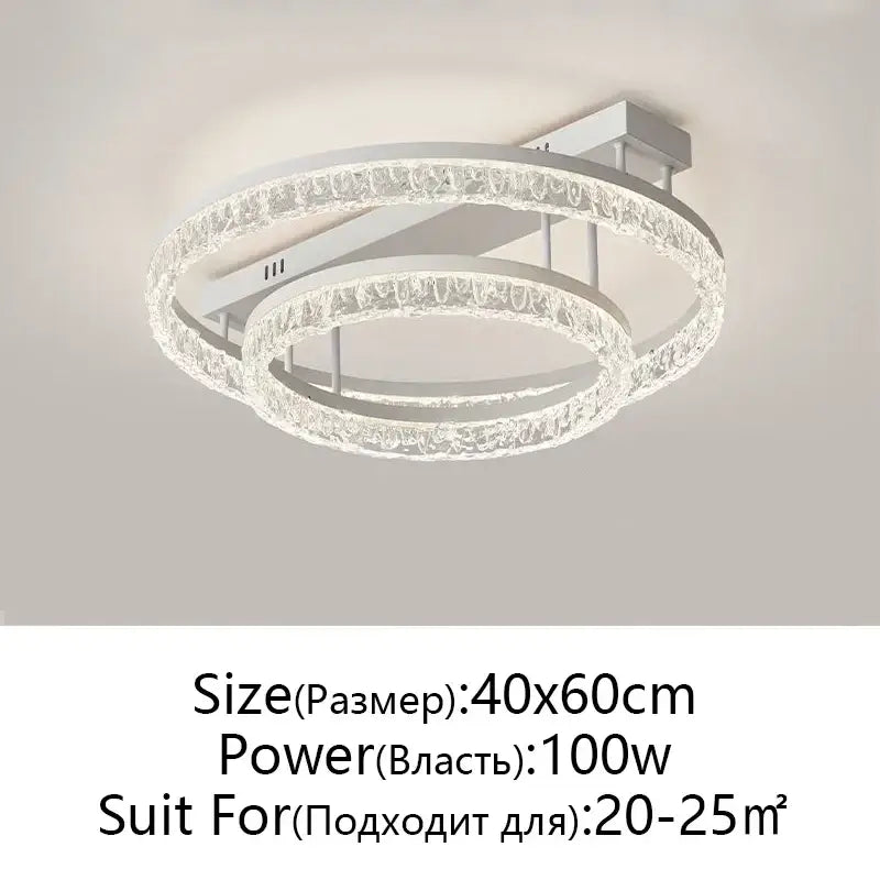 Modern white crystal led ring chandelier living room light